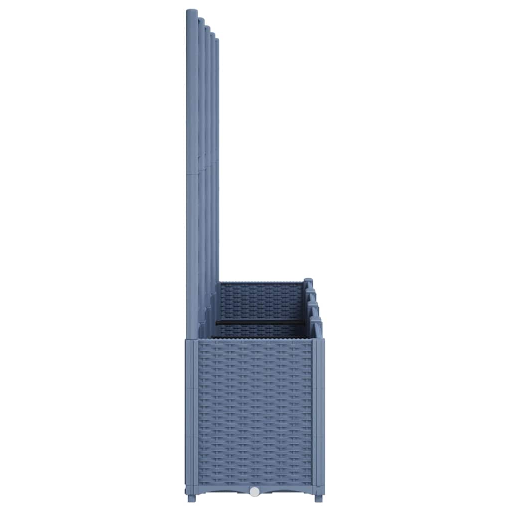 Vrtna sadilica s rešetkom plava siva 160 x 40 x 140 cm PP