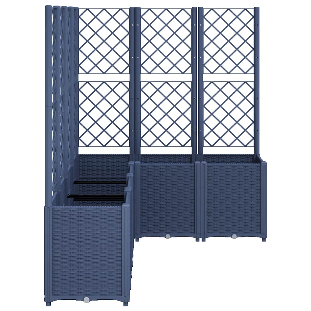 Vrtna sadilica s rešetkom plava siva 160 x 120 x 140 cm PP