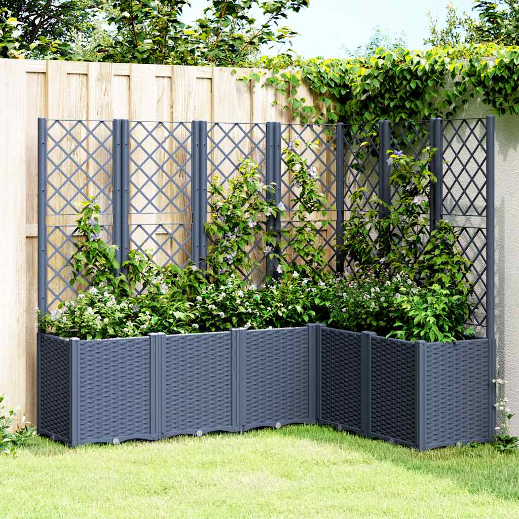Vrtna sadilica s rešetkom plava siva 160 x 120 x 140 cm PP