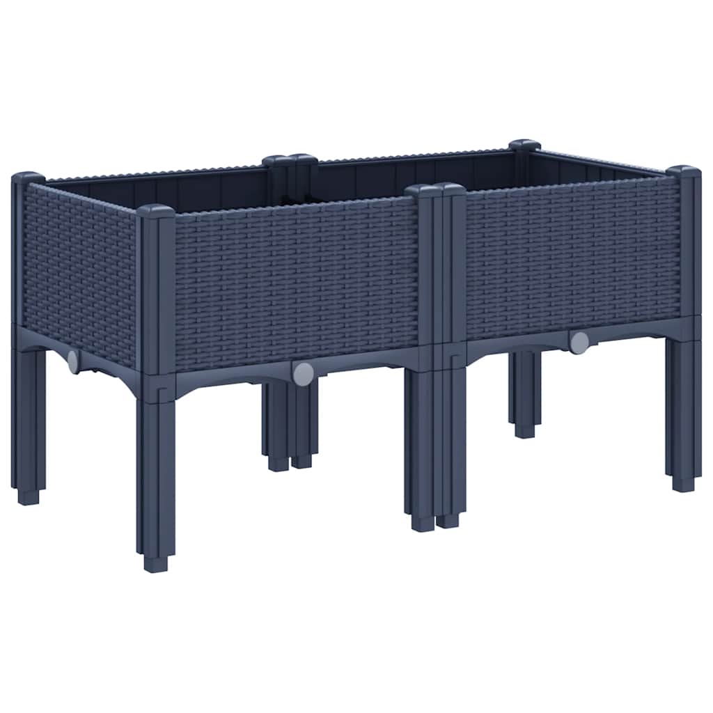 Vrtna sadilica s nogama plava siva 80 x 40 x 42 cm PP