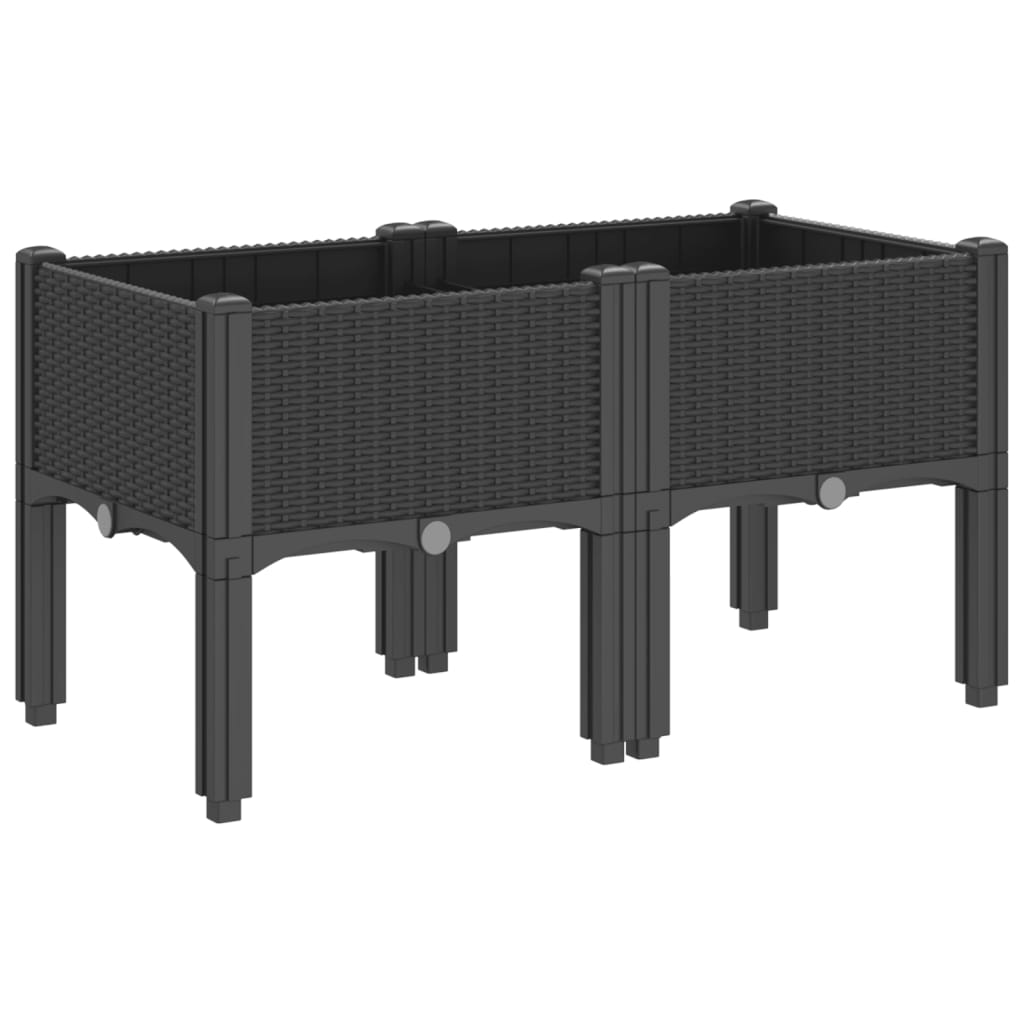 Vrtna sadilica s nogama crna 80 x 40 x 42 cm PP