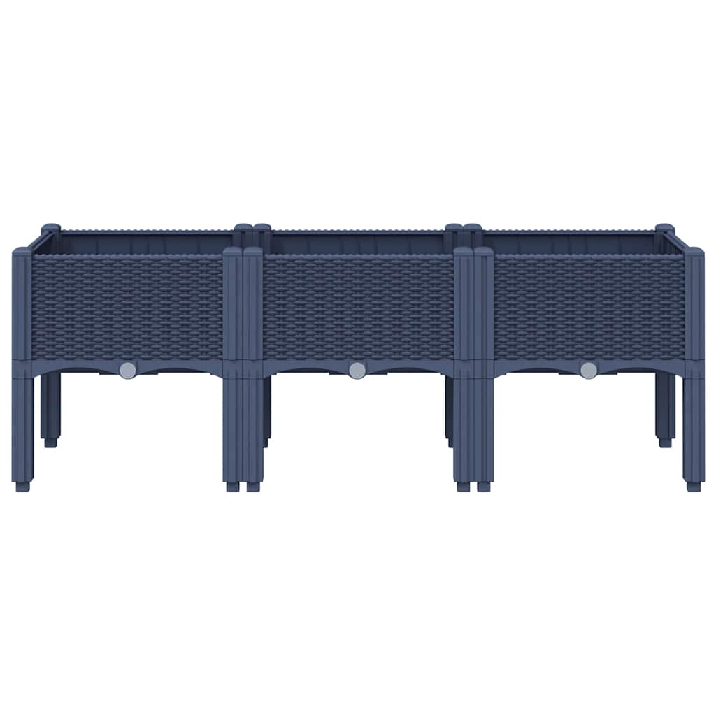 Vrtna sadilica s nogama plava siva 120 x 40 x 42 cm PP