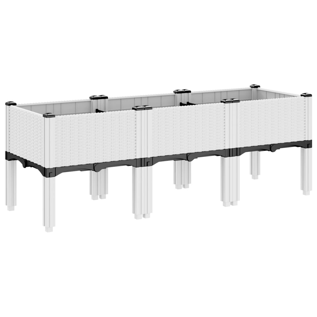 Vrtna sadilica s nogama bijela 120 x 40 x 42 cm PP