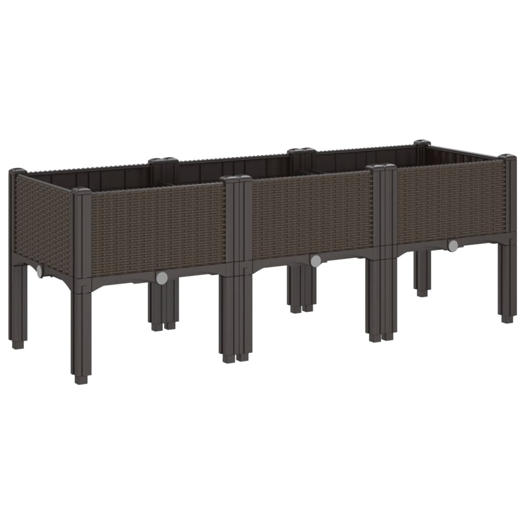 Vrtna sadilica s nogama smeđa 120 x 40 x 42 cm PP