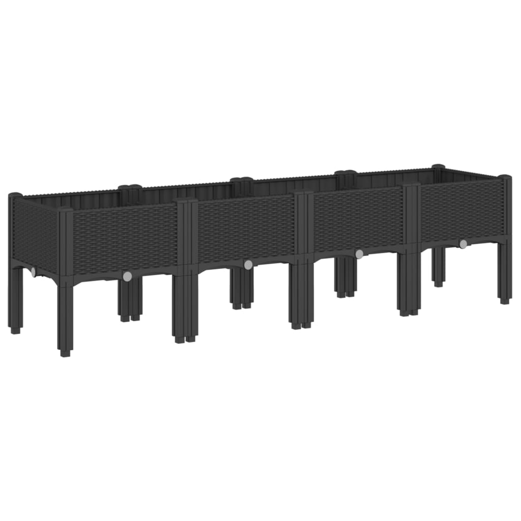 Vrtna sadilica s nogama crna 160 x 40 x 42 cm PP