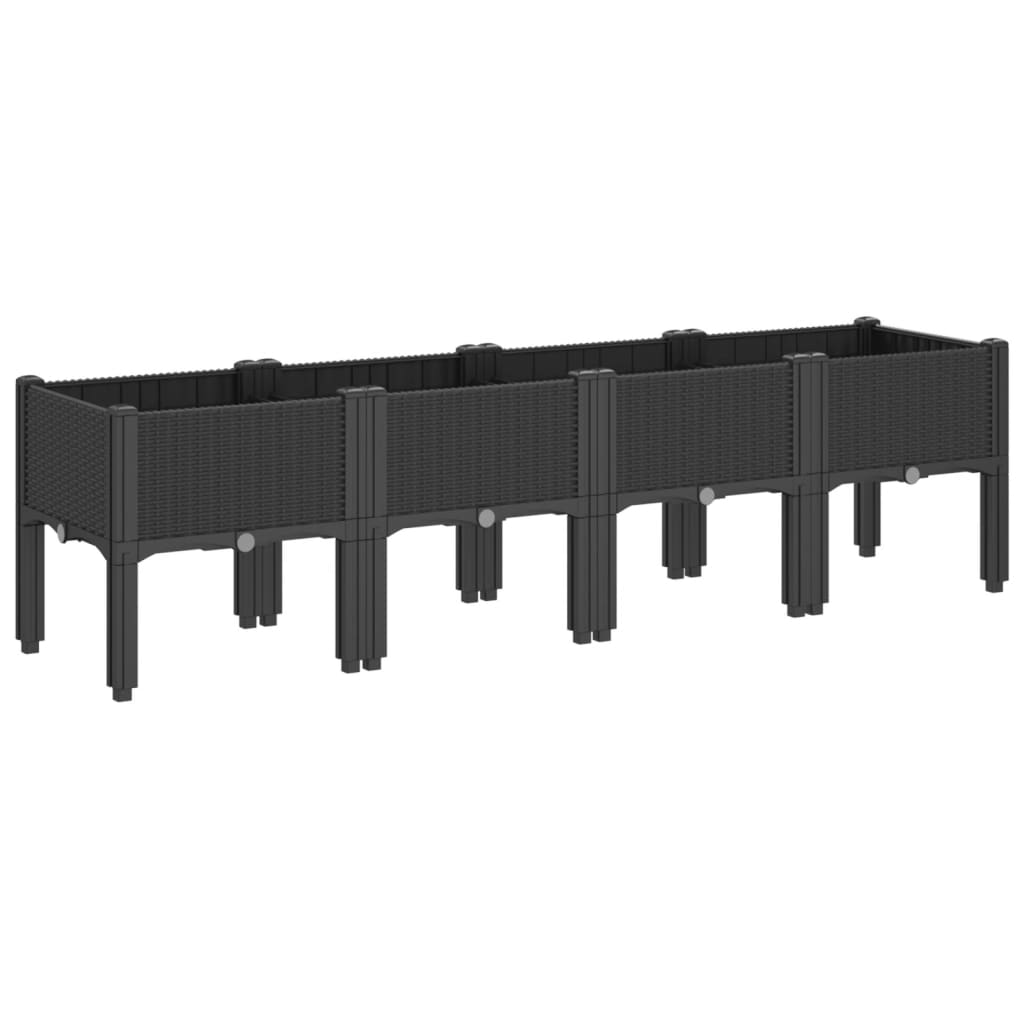 Vrtna sadilica s nogama crna 160 x 40 x 42 cm PP