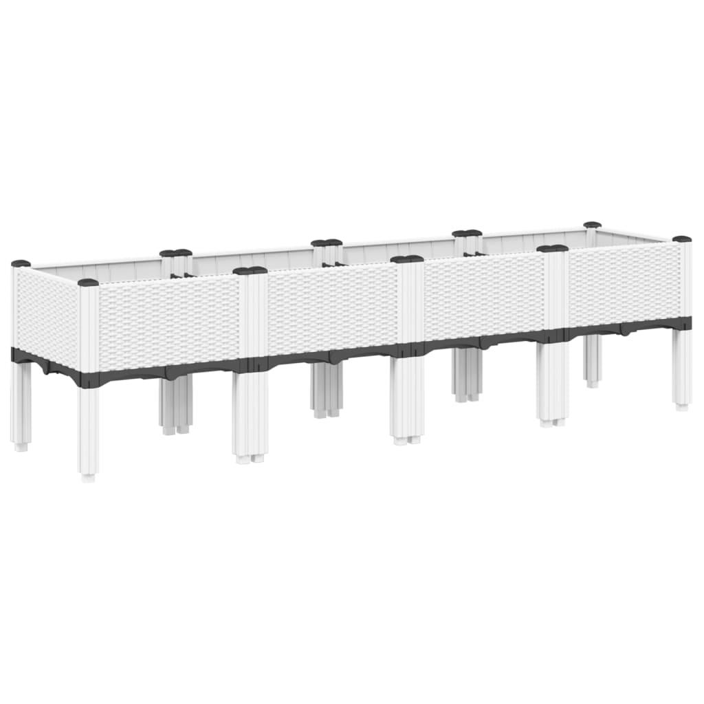Vrtna sadilica s nogama bijela 160 x 40 x 42 cm PP