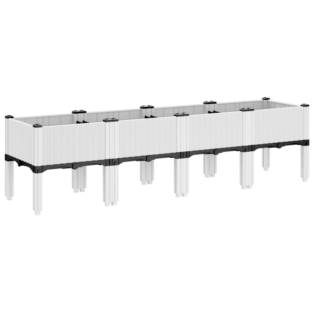 Vrtna sadilica s nogama bijela 160 x 40 x 42 cm PP