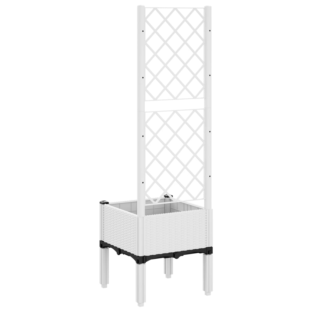 Vrtna sadilica s rešetkom bijela 40 x 40 x 142 cm PP