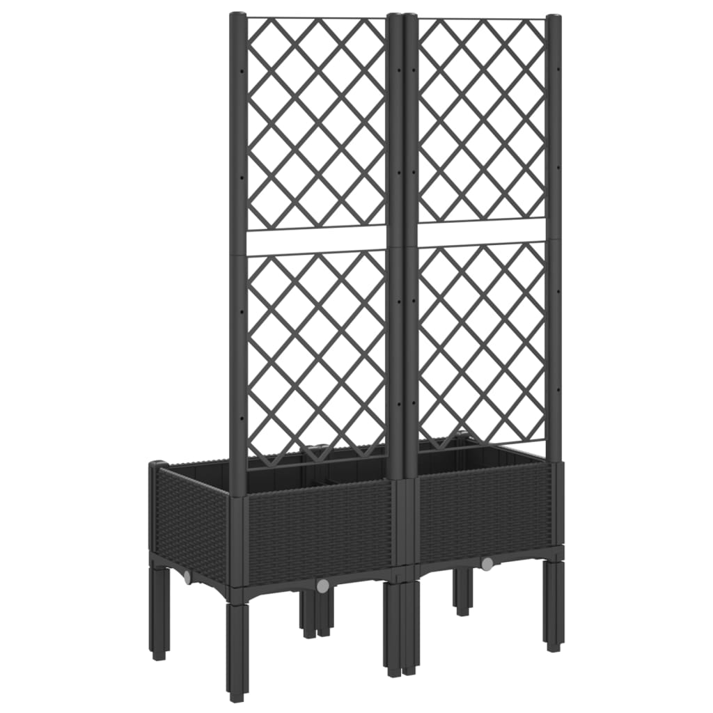 Vrtna sadilica s rešetkom crna 80 x 40 x 142 cm PP