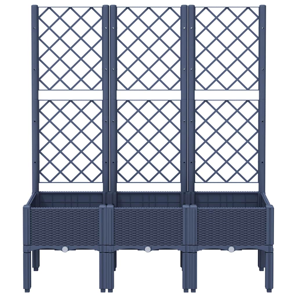 Vrtna sadilica s rešetkom plava siva 120 x 40 x 142 cm PP