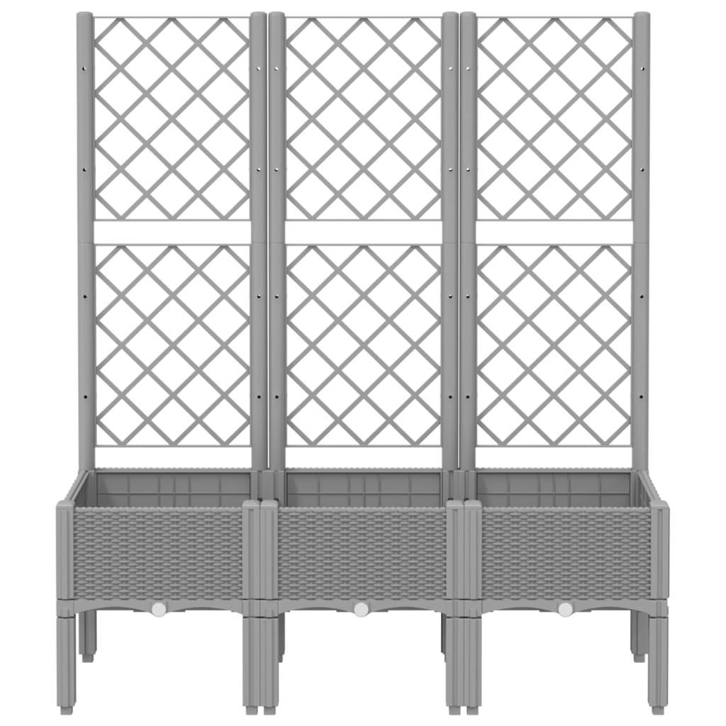 Vrtna sadilica s rešetkom svjetlosiva 120 x 40 x 142 cm PP