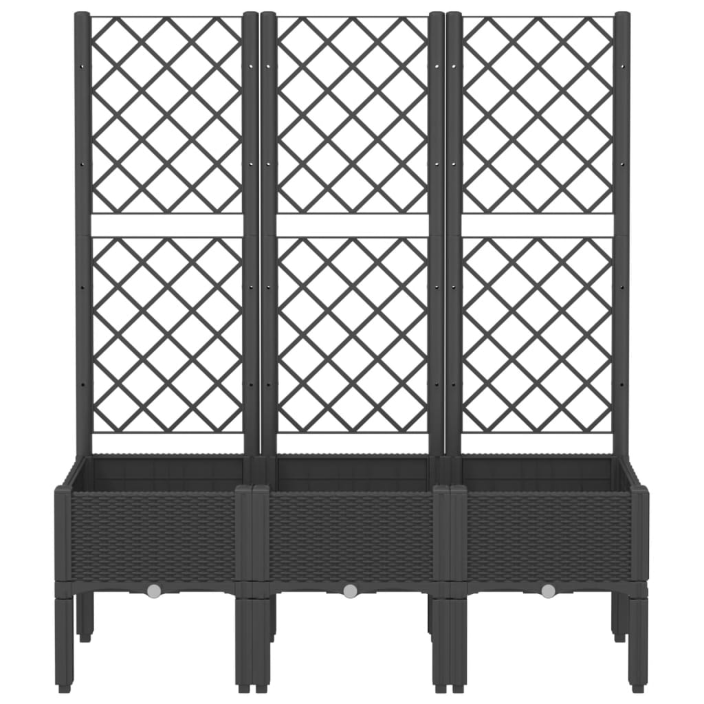 Vrtna sadilica s rešetkom crna 120 x 40 x 142 cm PP