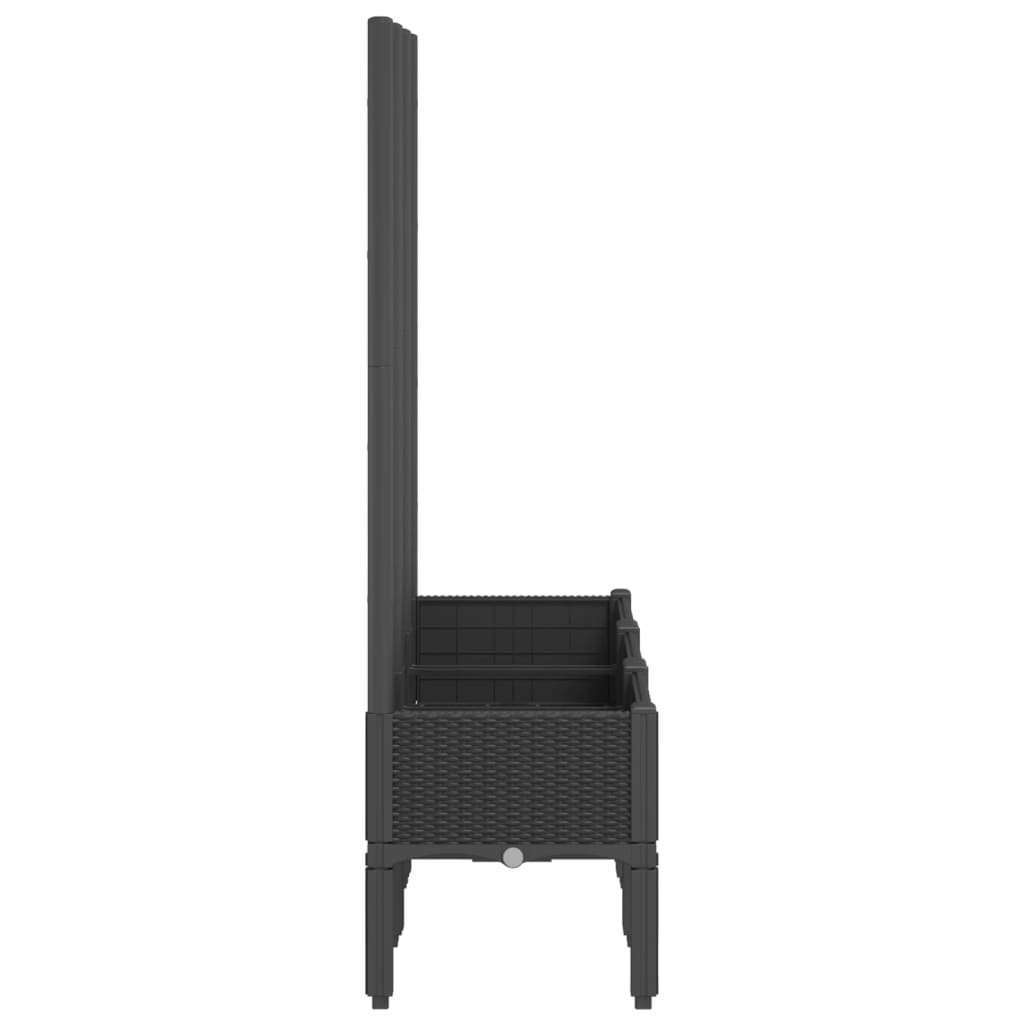 Vrtna sadilica s rešetkom crna 120 x 40 x 142 cm PP