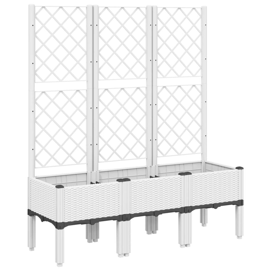 Vrtna sadilica s rešetkom bijela 120 x 40 x 142 cm PP