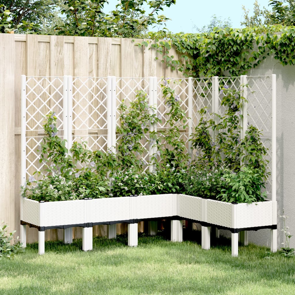 Vrtna sadilica s rešetkom bijela 160 x 120 x 142 cm PP