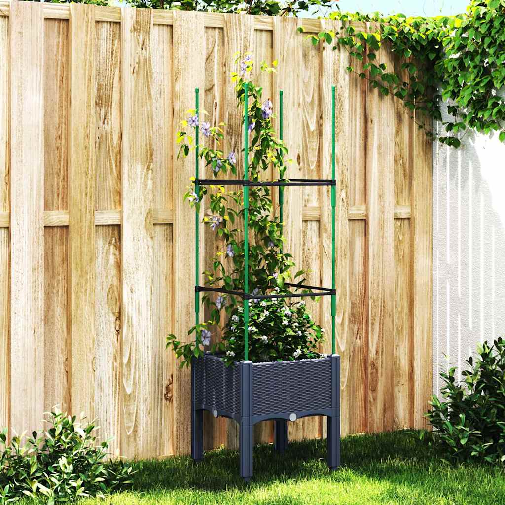 Vrtna sadilica s rešetkom plava siva 40 x 40 x 142,5 cm PP