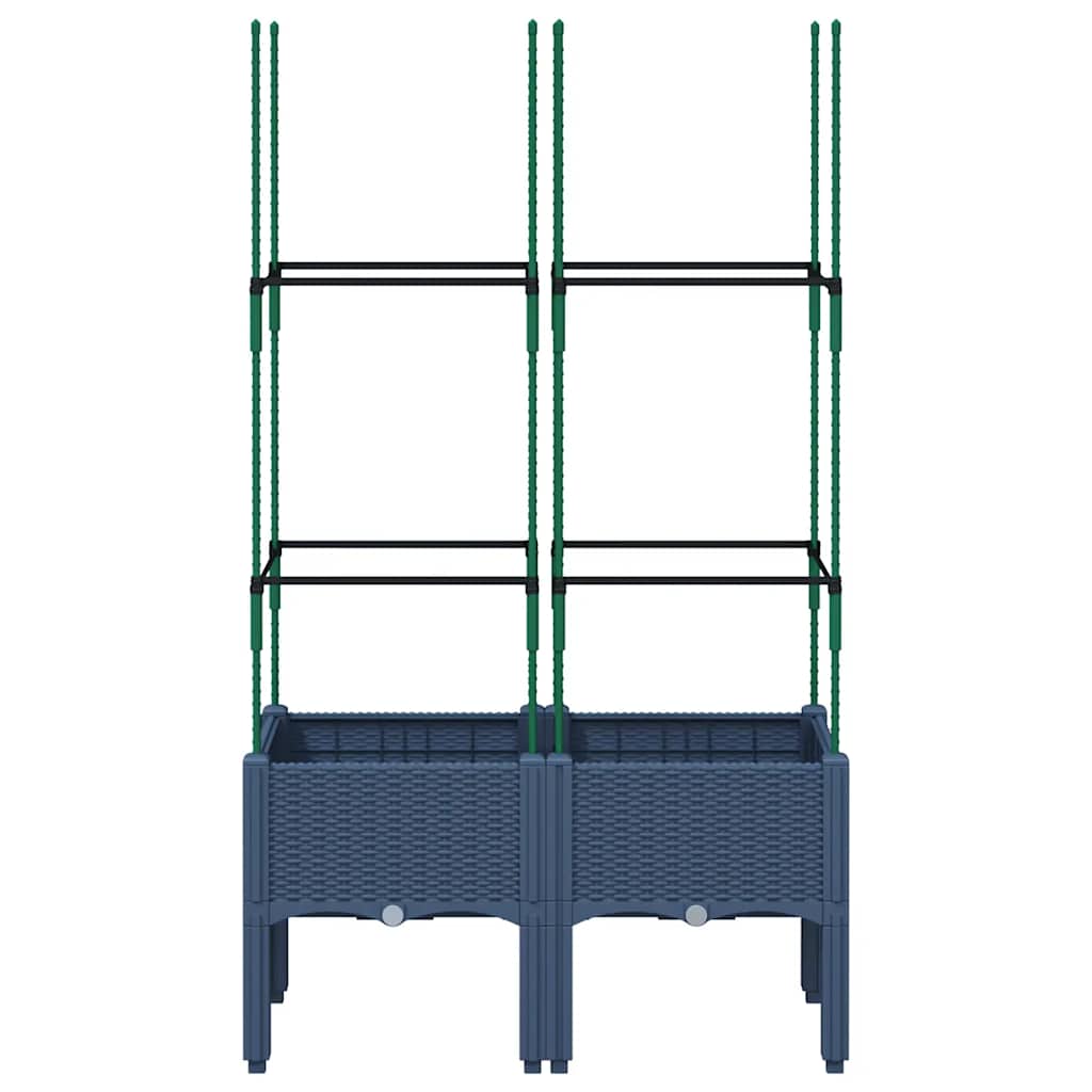 Vrtna sadilica s rešetkom plava siva 80 x 40 x 142,5 cm PP