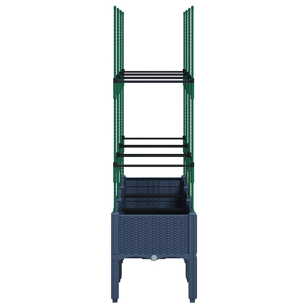Vrtna sadilica s rešetkom plava siva 120 x 40 x 142,5 cm PP