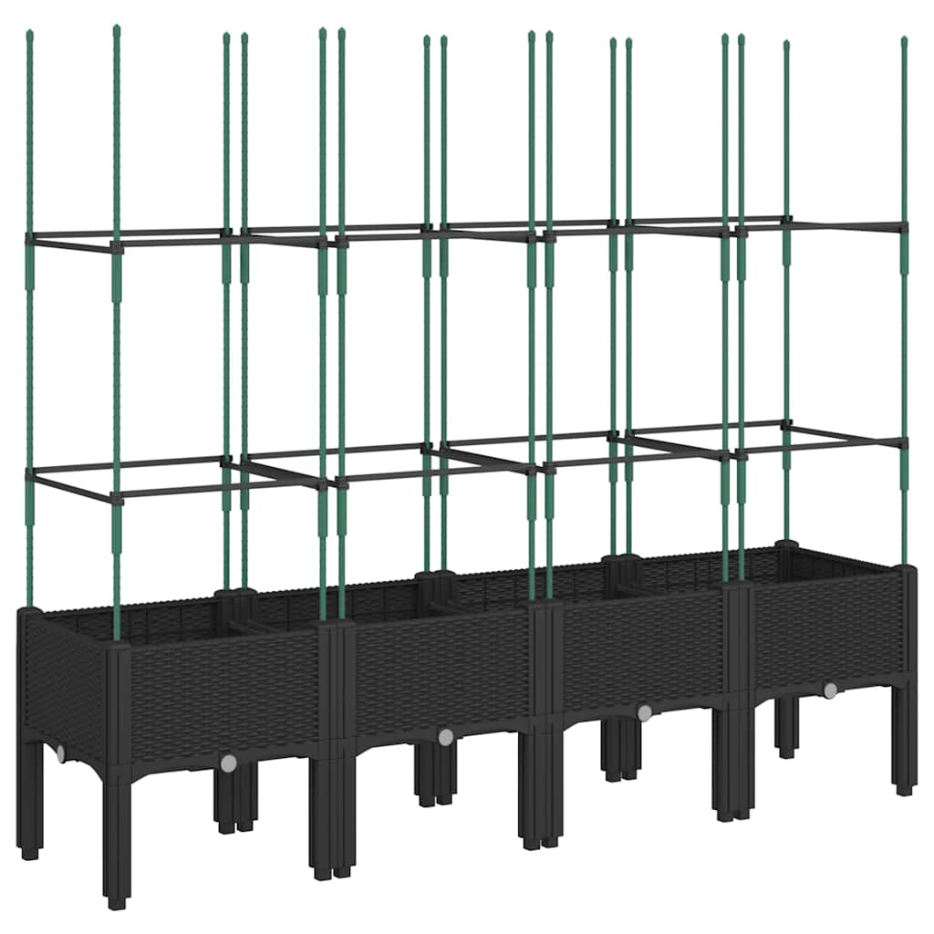 Vrtna sadilica s rešetkom crna 160 x 40 x 142,5 cm PP