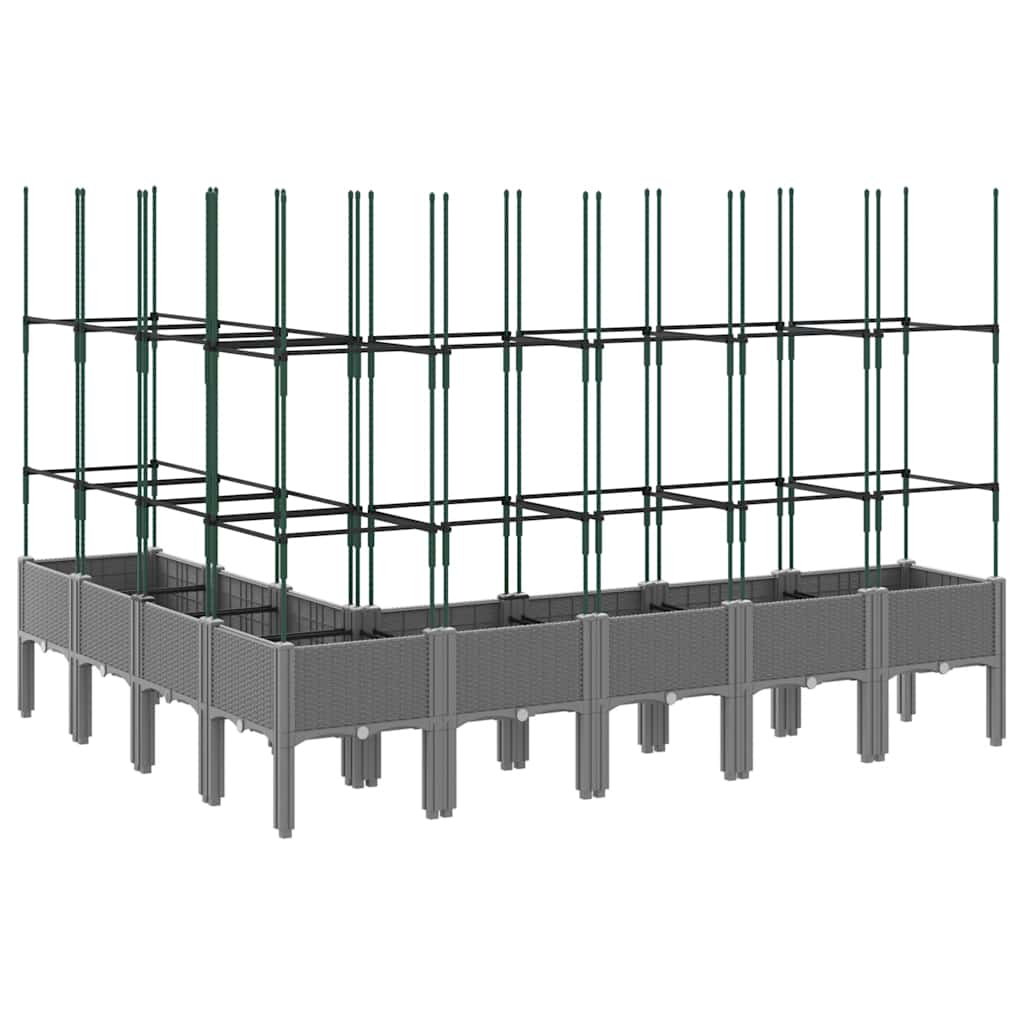 Vrtna sadilica s rešetkom svjetlosiva 200 x 160 x 142,5 cm PP