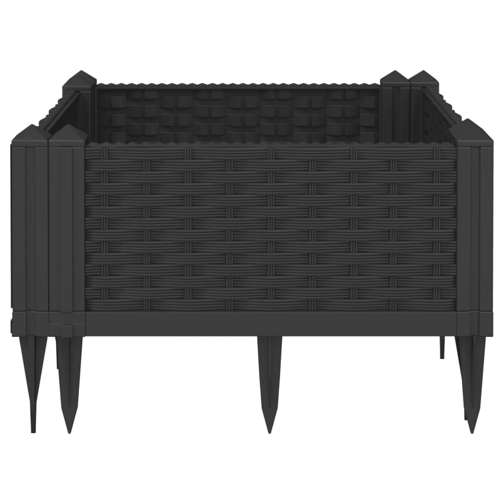 Vrtna sadilica s klinovima crna 42,5 x 42,5 x 28,5 cm PP