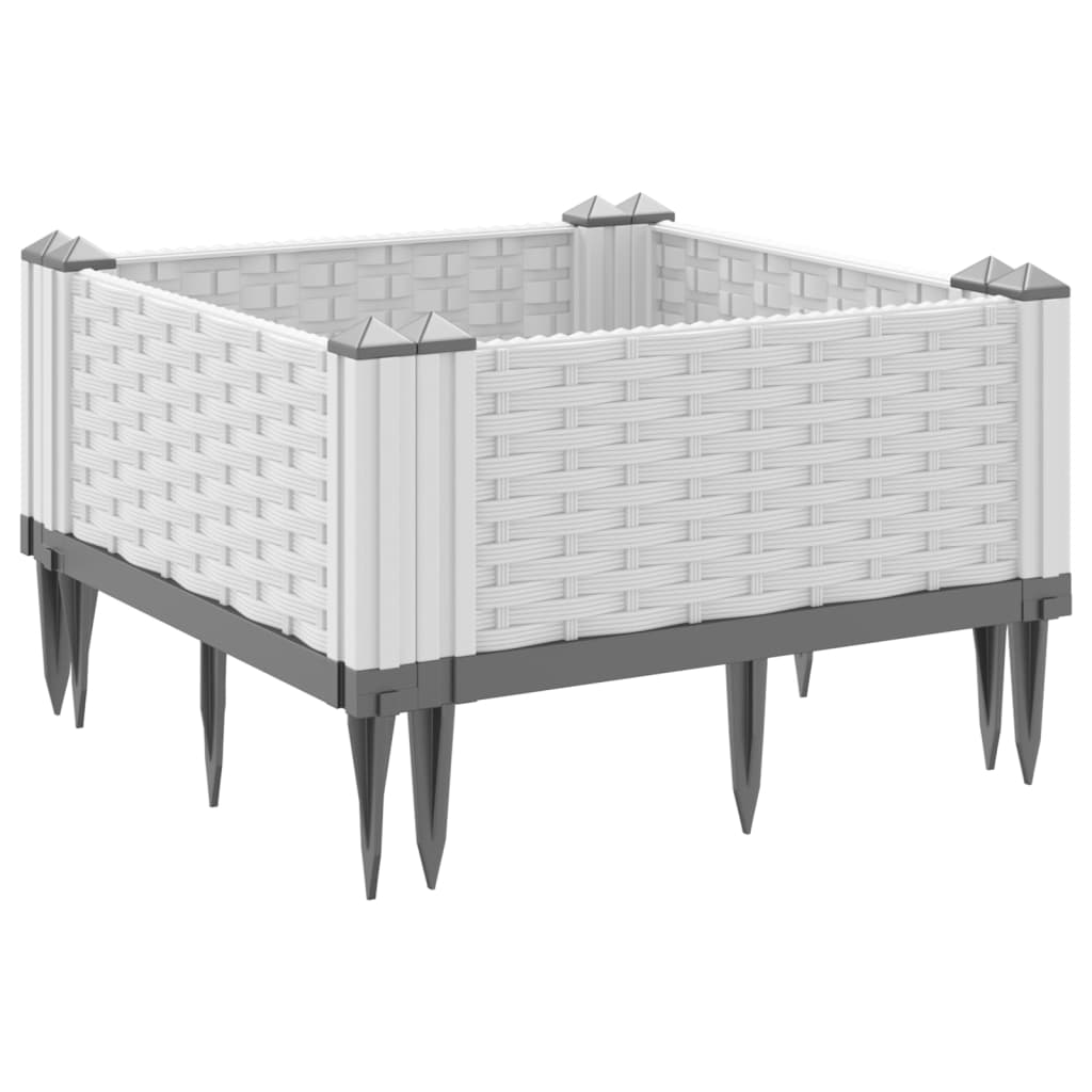 Vrtna sadilica s klinovima bijela 42,5 x 42,5 x 28,5 cm PP