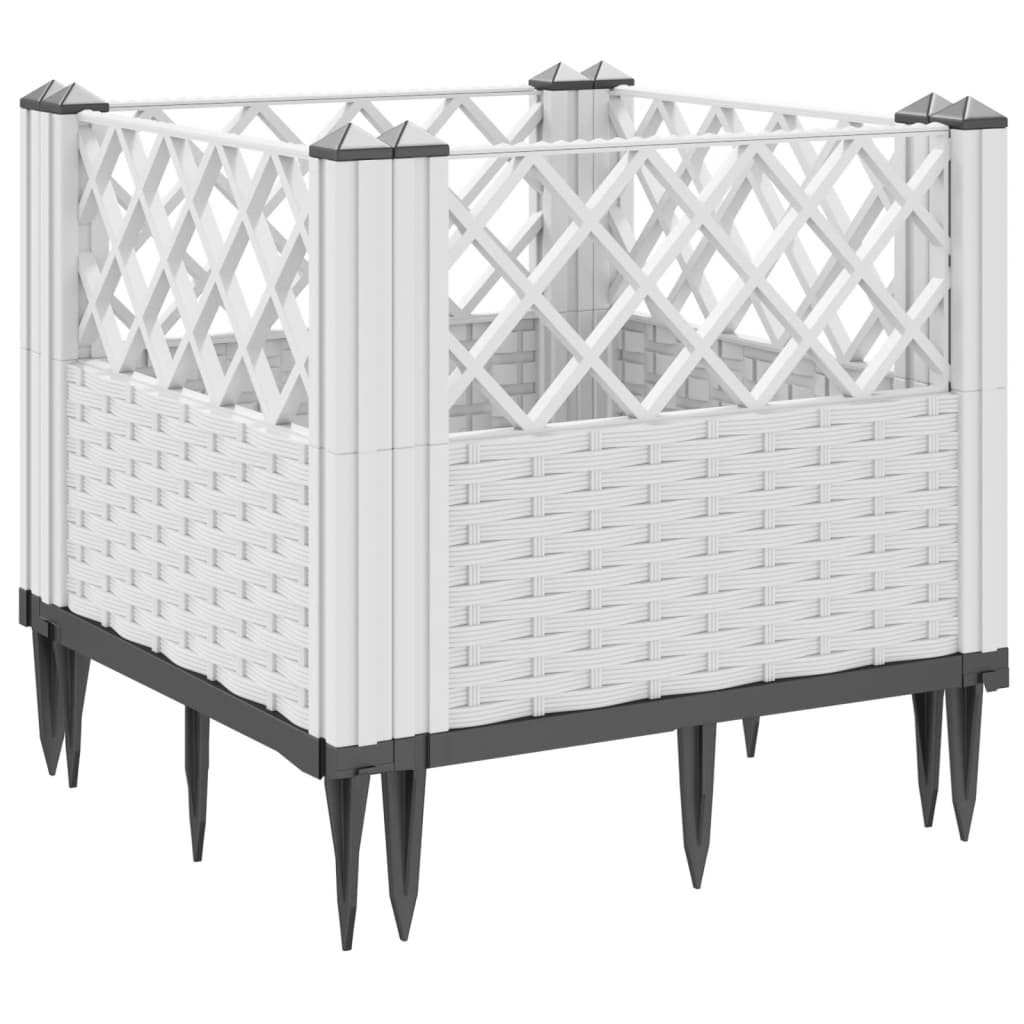Vrtna sadilica s klinovima bijela 43,5 x 43,5 x 43,5 cm PP