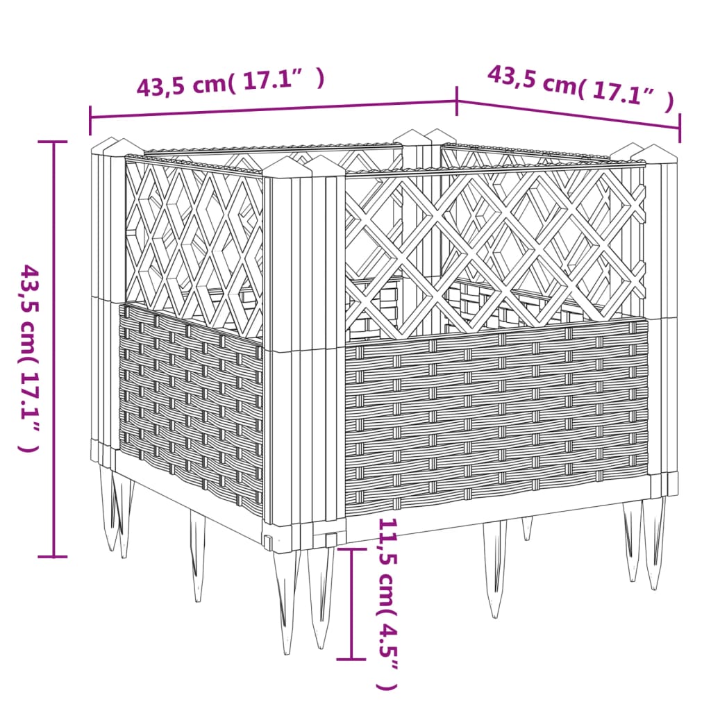 Vrtna sadilica s klinovima bijela 43,5 x 43,5 x 43,5 cm PP