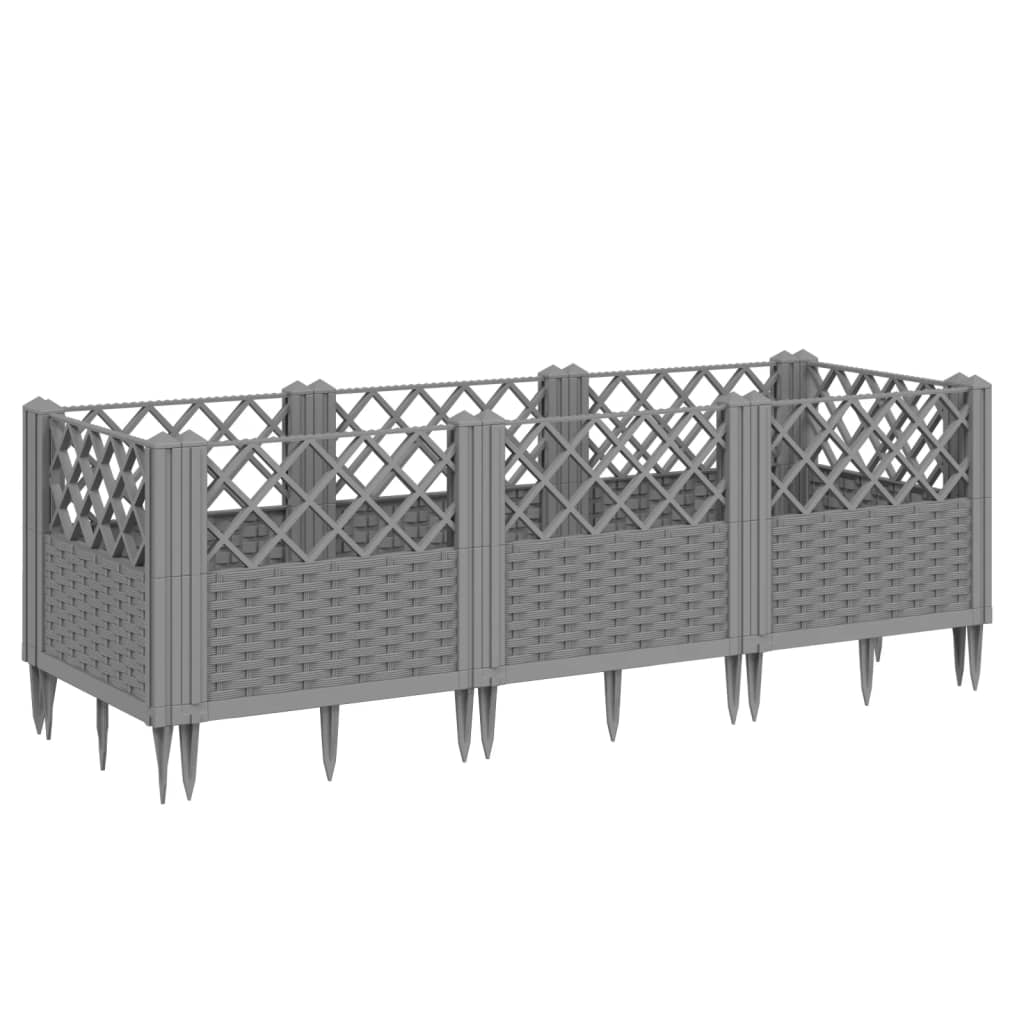 Vrtna sadilica s klinovima svjetlosiva 123,5x43,5x43,5 cm PP