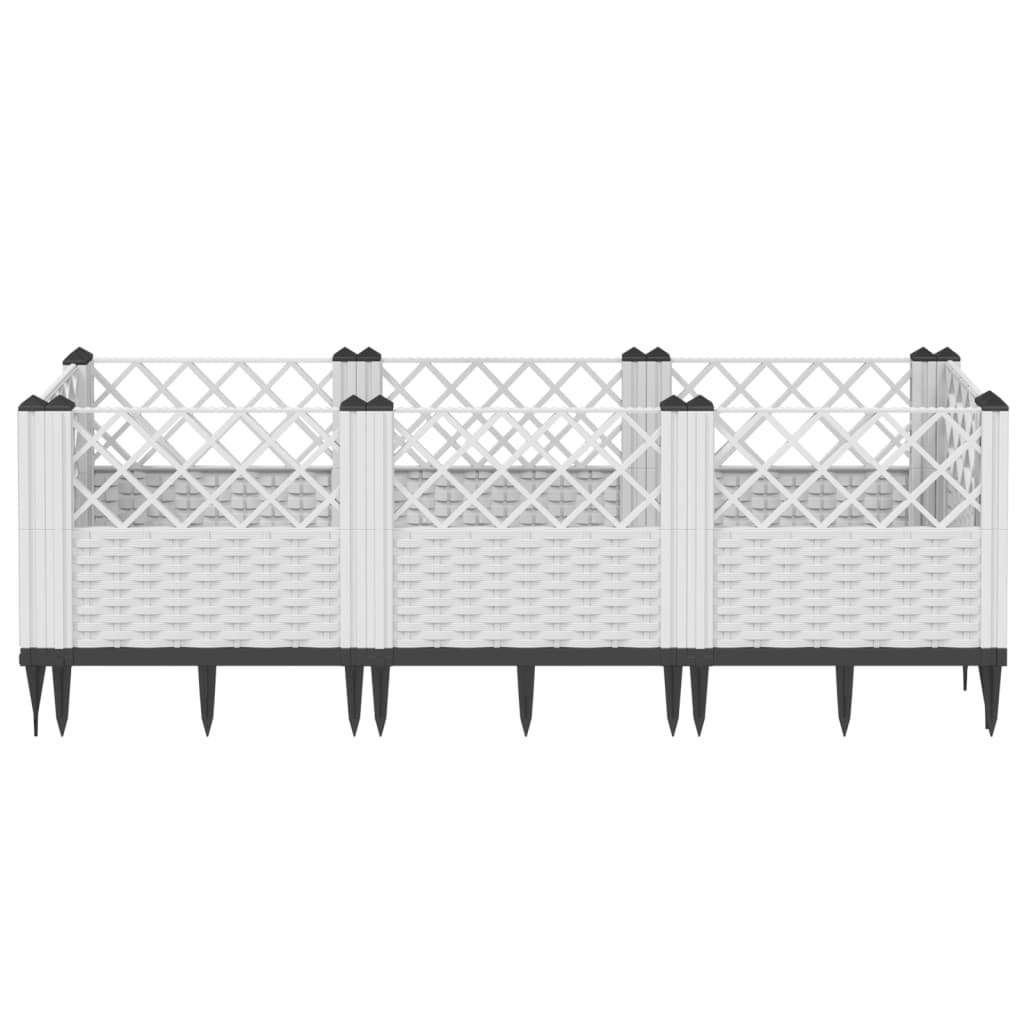 Vrtna sadilica s klinovima bijela 123,5x43,5x43,5 cm PP