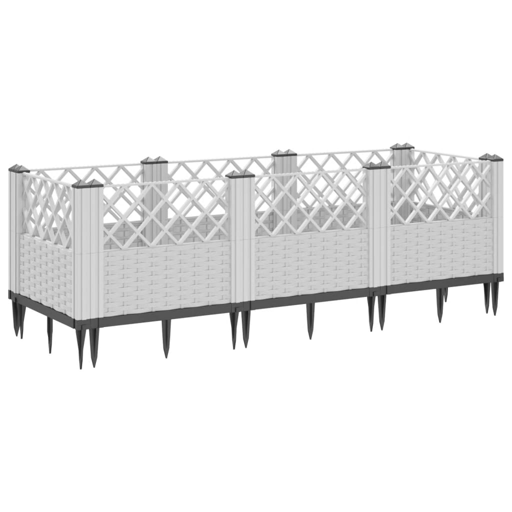 Vrtna sadilica s klinovima bijela 123,5x43,5x43,5 cm PP