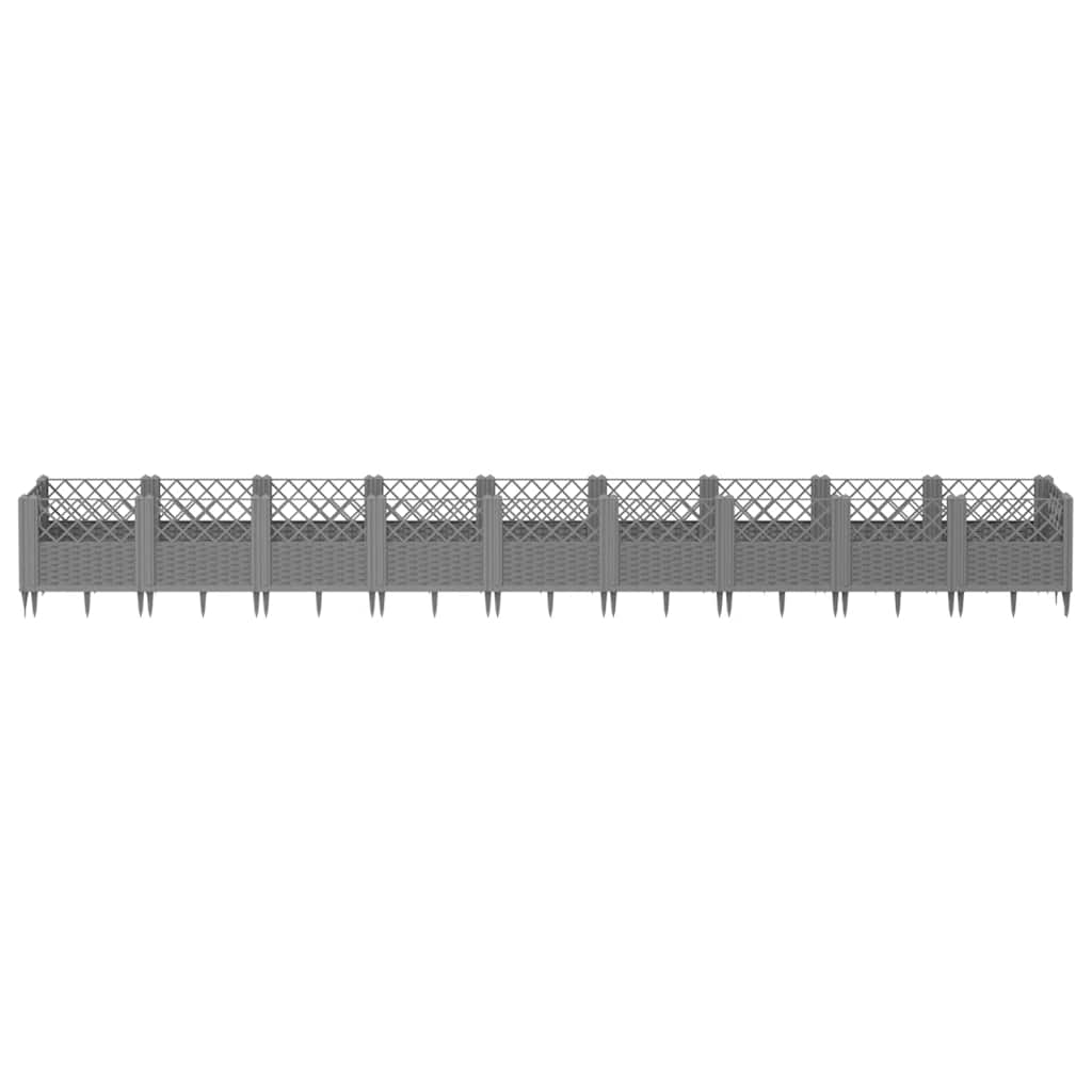 Vrtna sadilica s klinovima svjetlosiva 363,5x43,5x43,5 cm PP