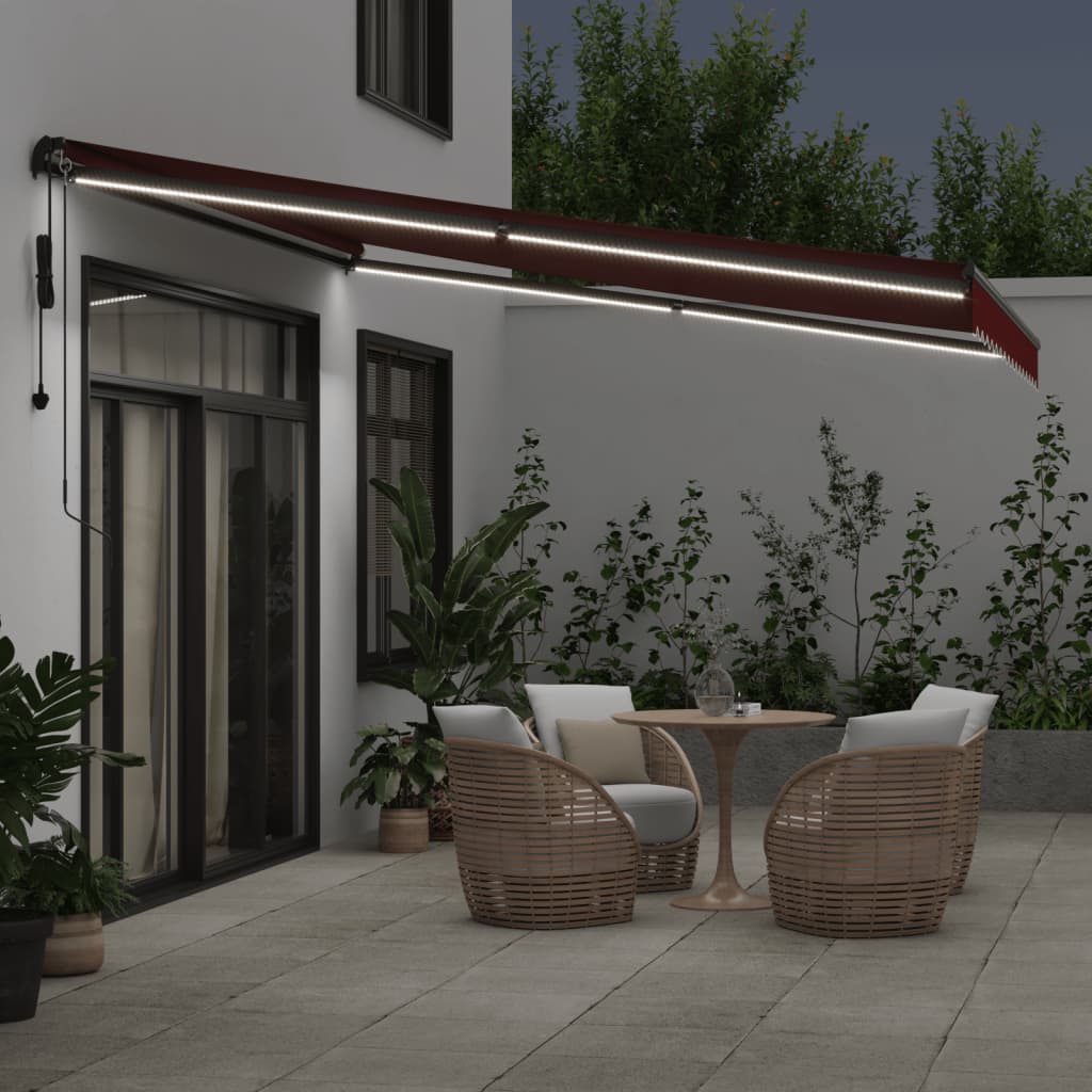 Tenda na automatsko uvlačenje s LED svjetlima bordo 400x350 cm