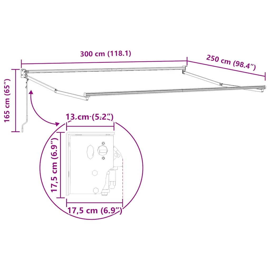 Tenda na automatsko uvlačenje bordo 300 x 250 cm