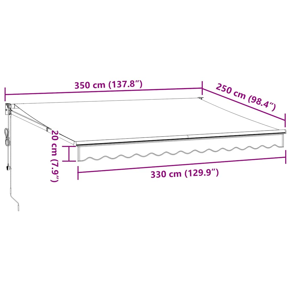 Tenda na automatsko uvlačenje bordo 350x250 cm