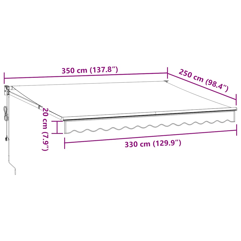 Tenda na automatsko uvlačenje bordo 350x250 cm