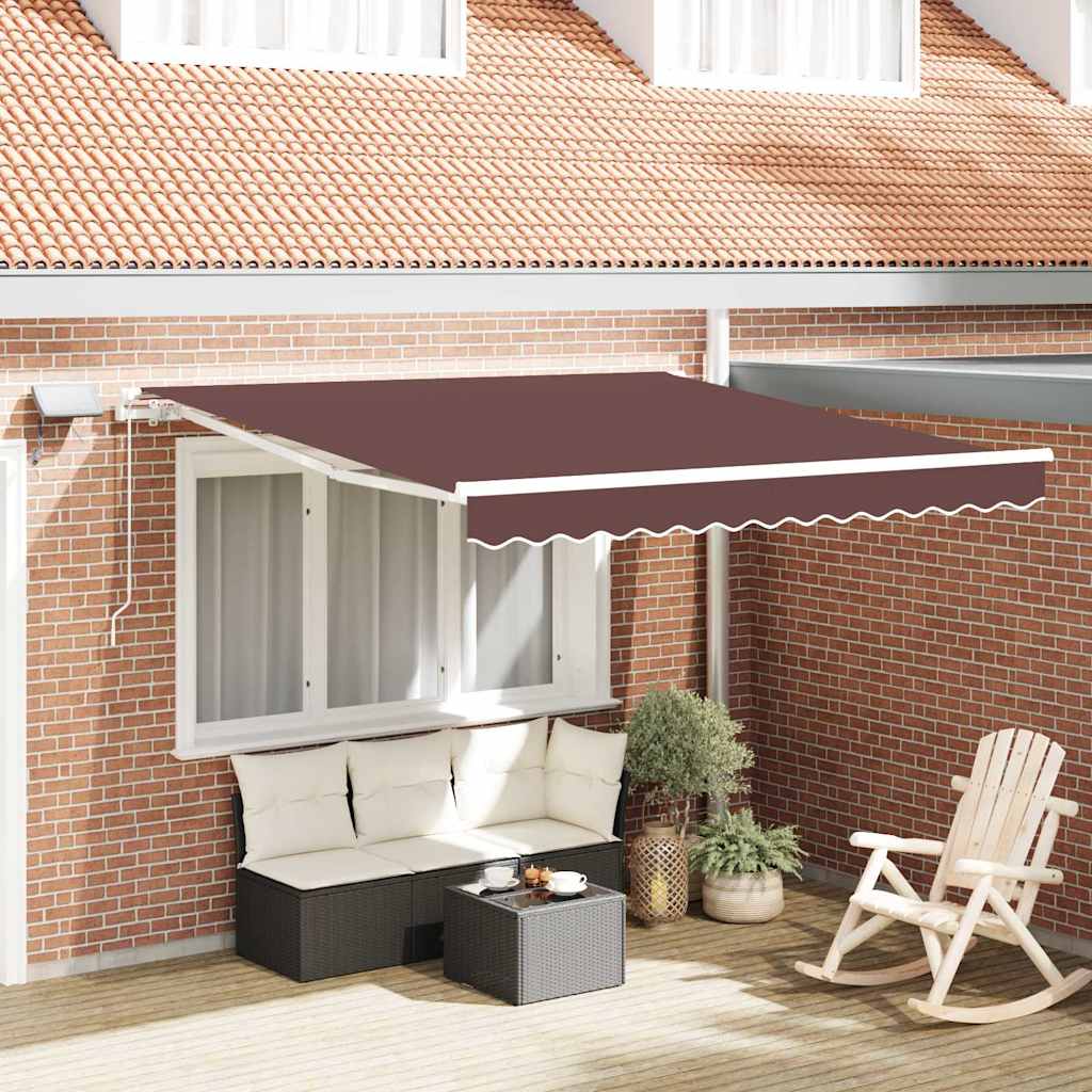 Tenda na ručno uvlačenje s LED smeđa 300 x 250 cm