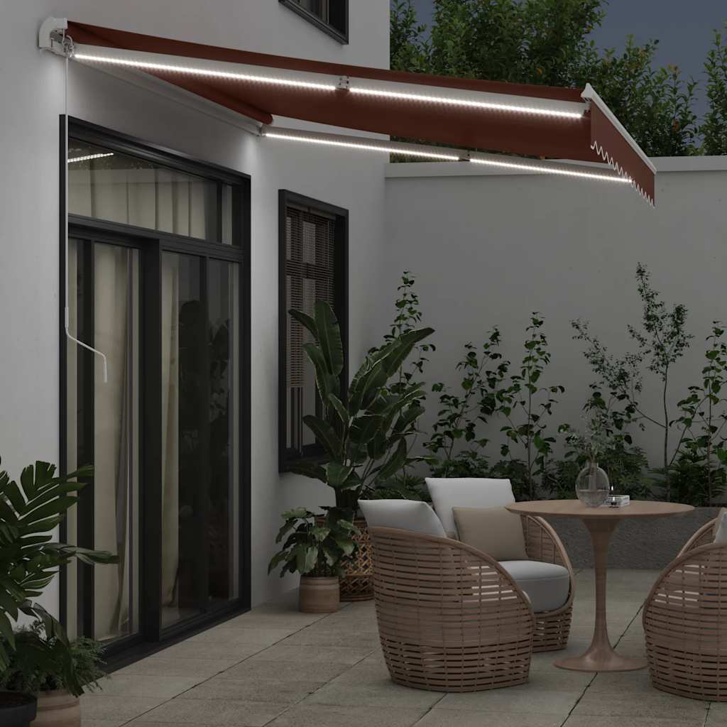 Tenda na ručno uvlačenje s LED smeđa 350 x 250 cm