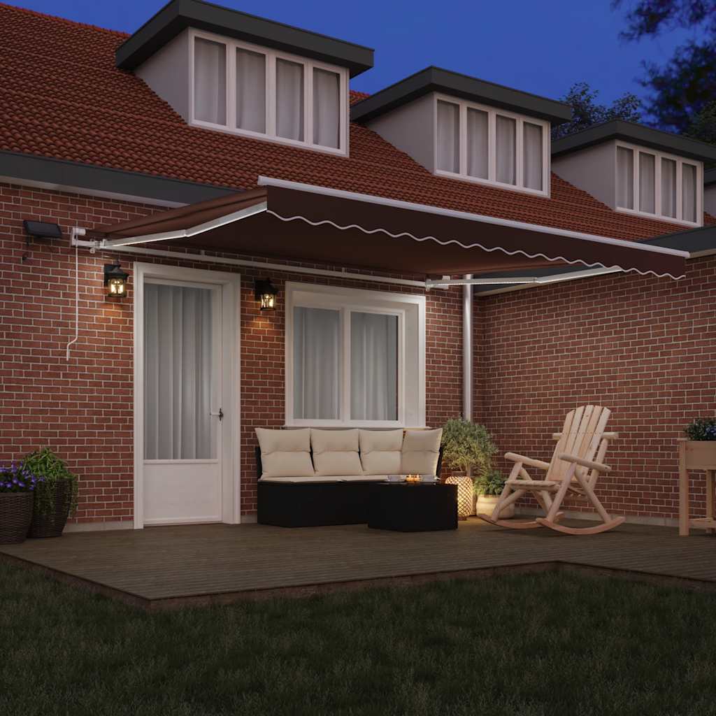 Tenda na ručno uvlačenje s LED smeđa 400 x 300 cm