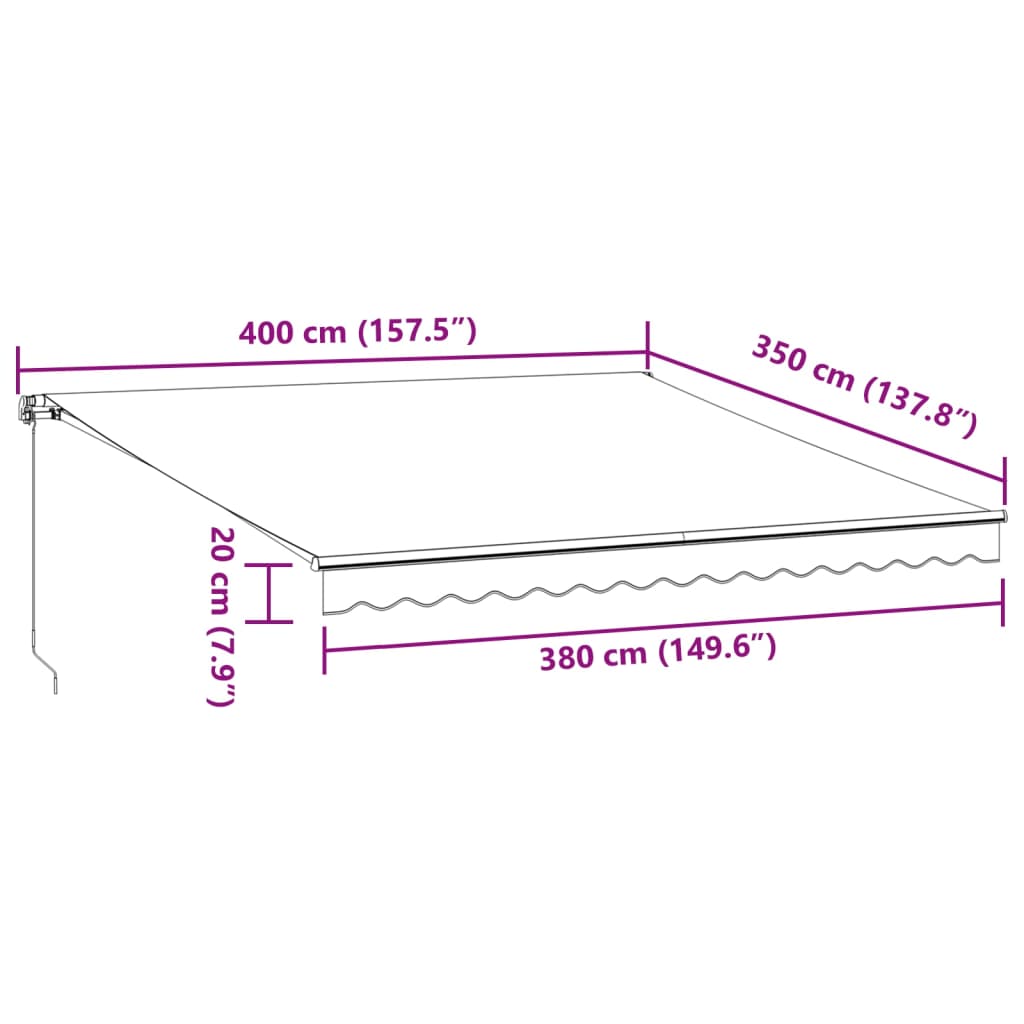 Tenda na ručno uvlačenje smeđa 400 x 350 cm