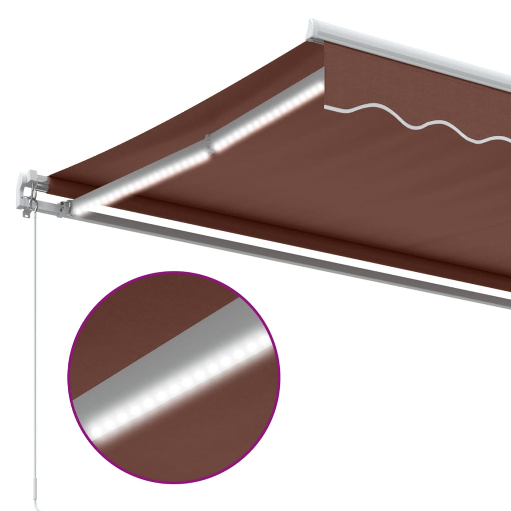 Tenda na ručno uvlačenje s LED smeđa 400 x 350 cm