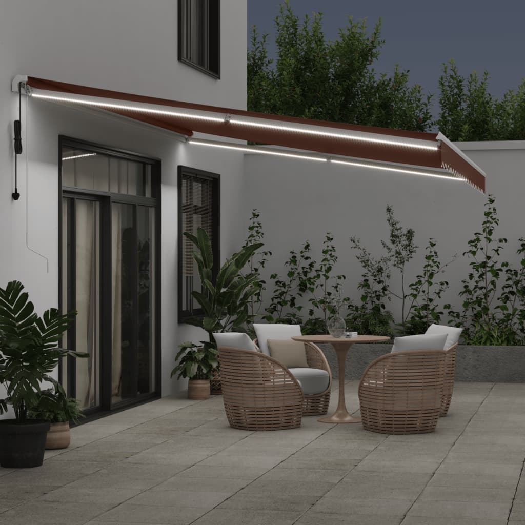 Tenda na automatsko uvlačenje s LED smeđa 500x350 cm