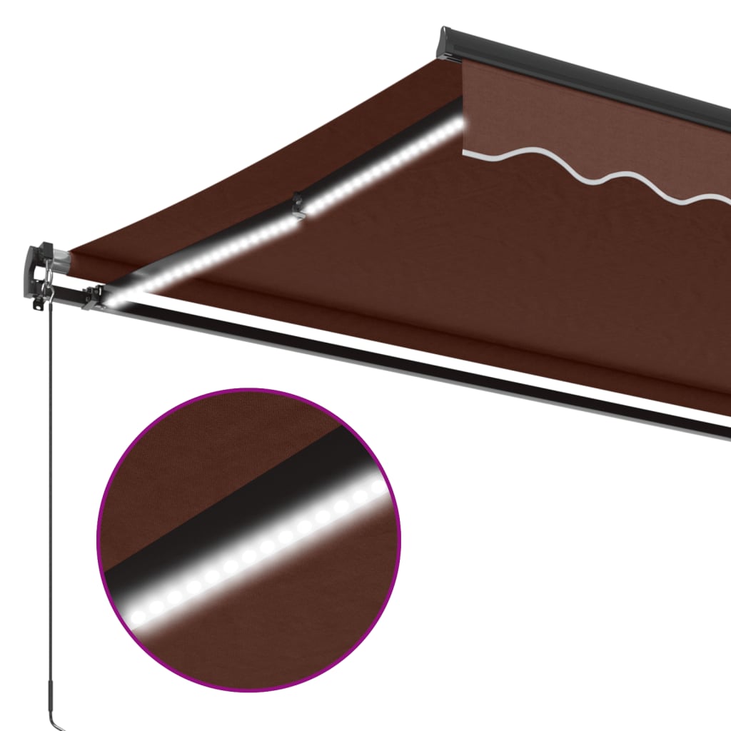 Tenda na ručno uvlačenje s LED smeđa 400 x 350 cm