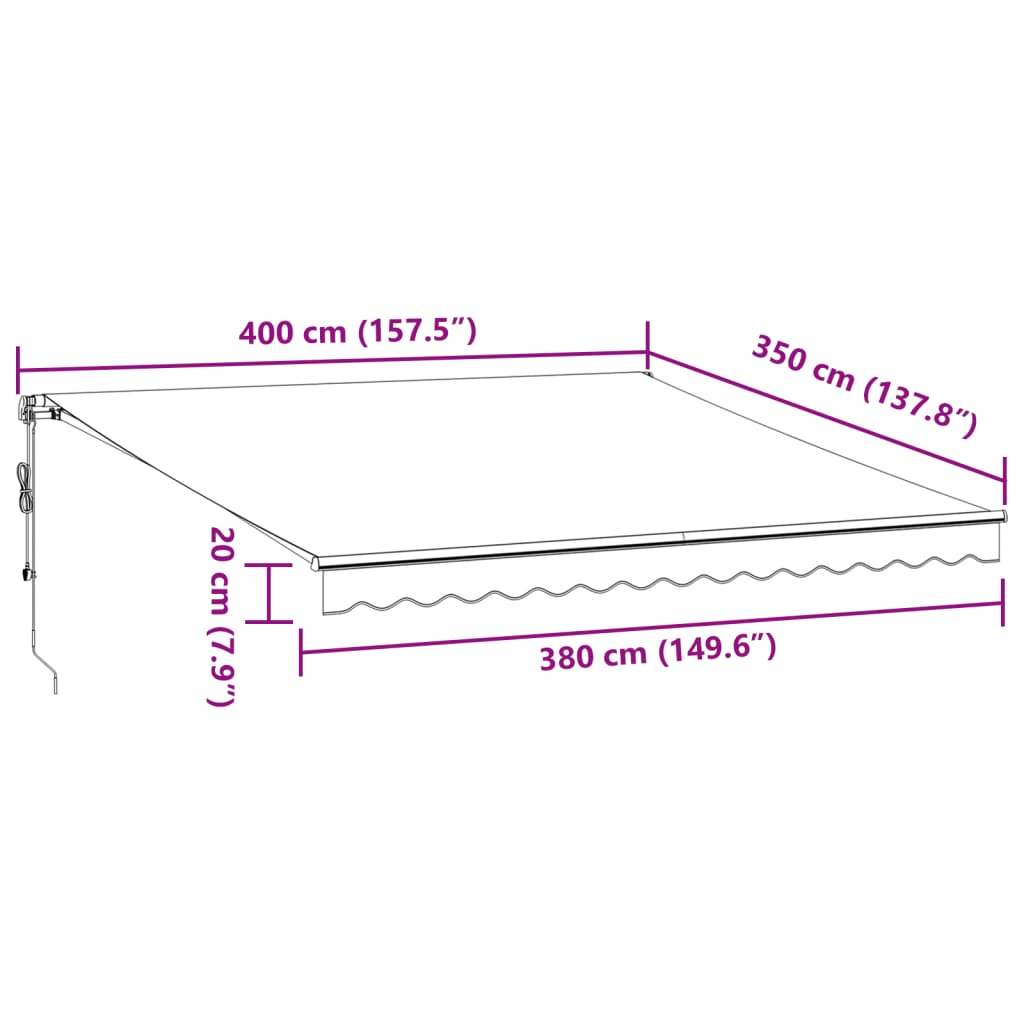 Tenda na automatsko uvlačenje s LED smeđa 400 x 350 cm