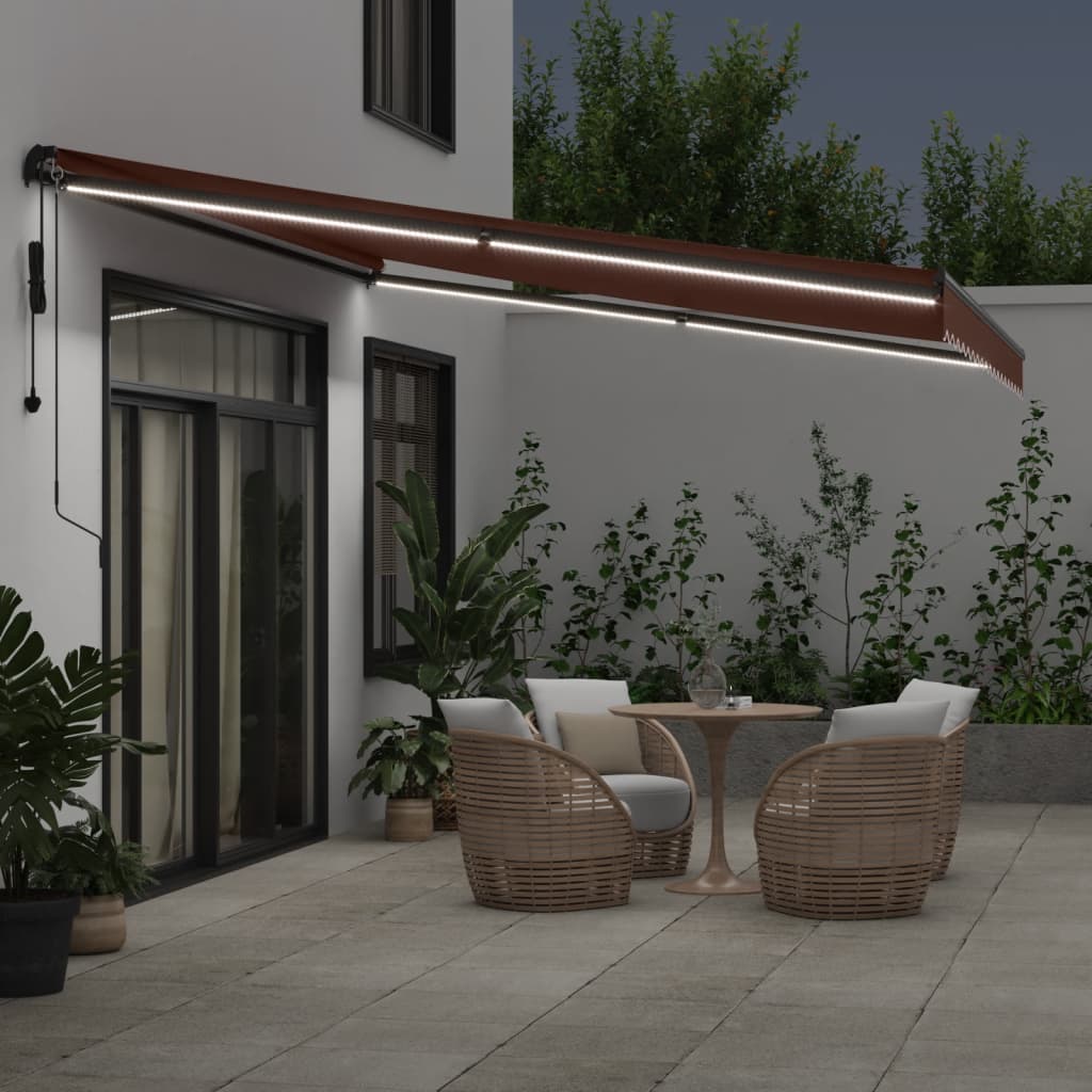 Tenda na automatsko uvlačenje s LED smeđa 450 x 350 cm