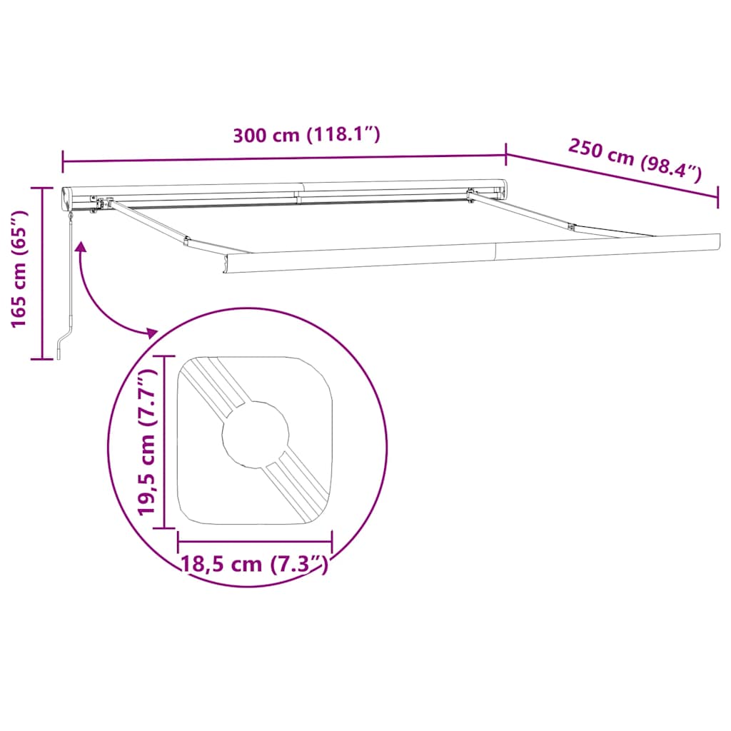 Tenda na ručno uvlačenje smeđa 300 x 250 cm