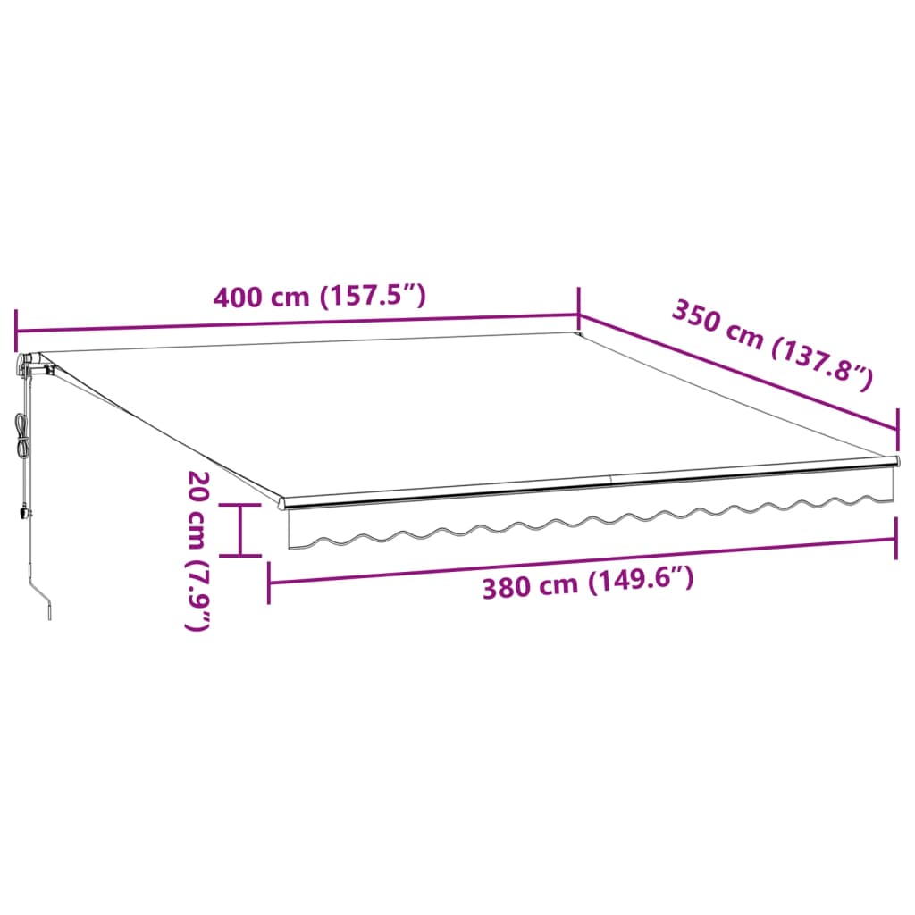 Tenda na automatsko uvlačenje LED antracit i bijela 400x350 cm