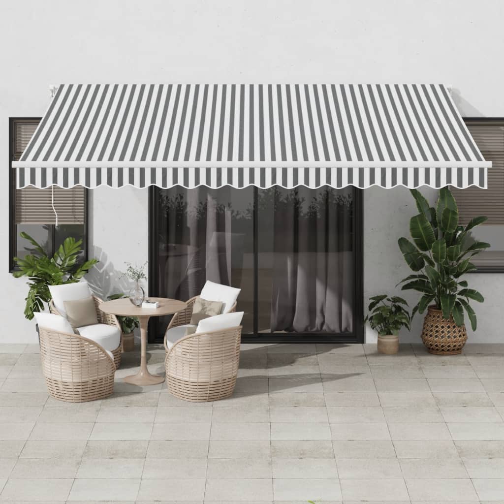 Tenda na ručno uvlačenje antracit i bijela 450 x 350 cm