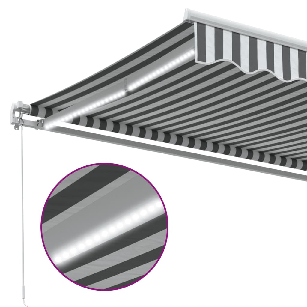 Tenda na ručno uvlačenje s LED antracit i bijela 450 x 350 cm